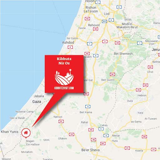 Kibbutz Nir Oz Visit A Kibbutz In Israel Kibbutz Tours   Kibbutz Nir Oz 03 EN Map 